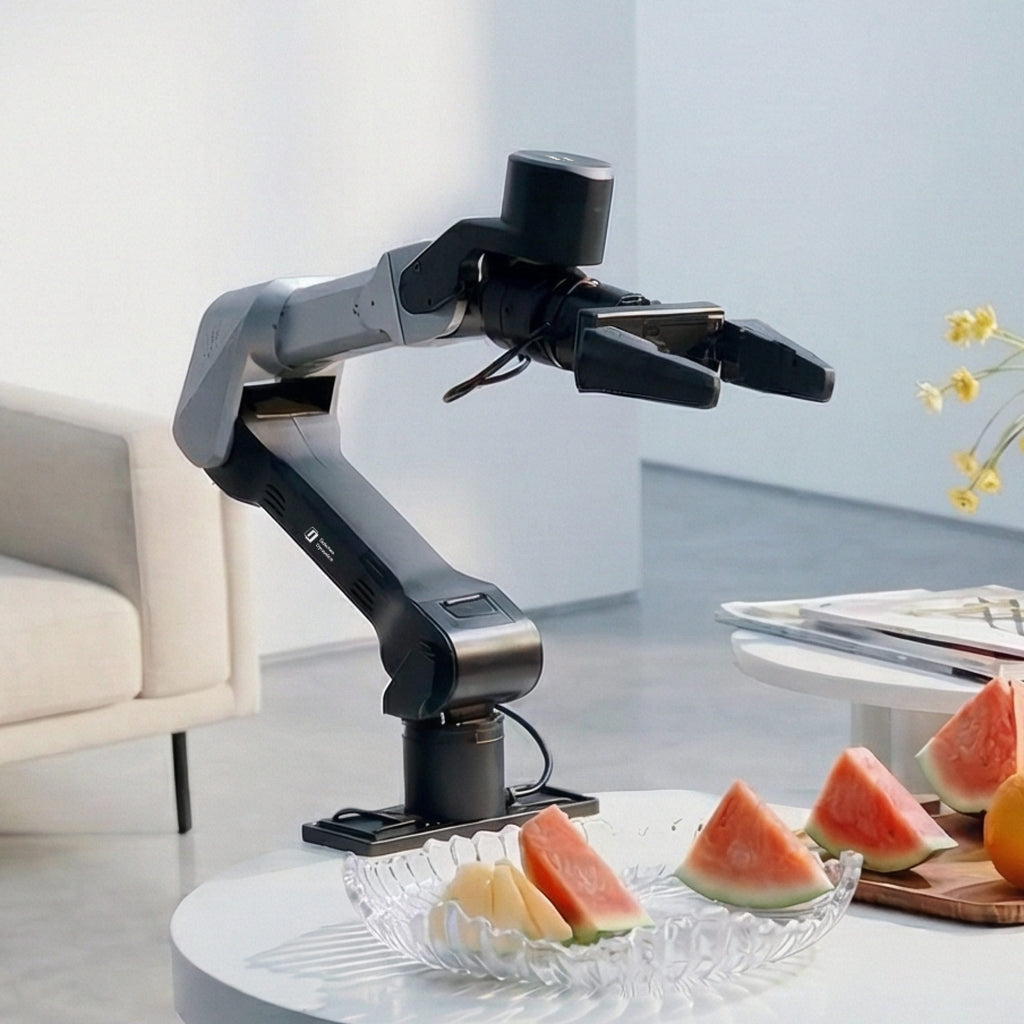Galaxea Dynamics LEMO A1Z robotic arm arranging fruit on a plate