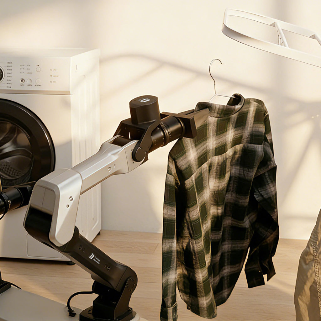 Galaxea Dynamics LEMO A1Z robotic arm hanging laundry to dry